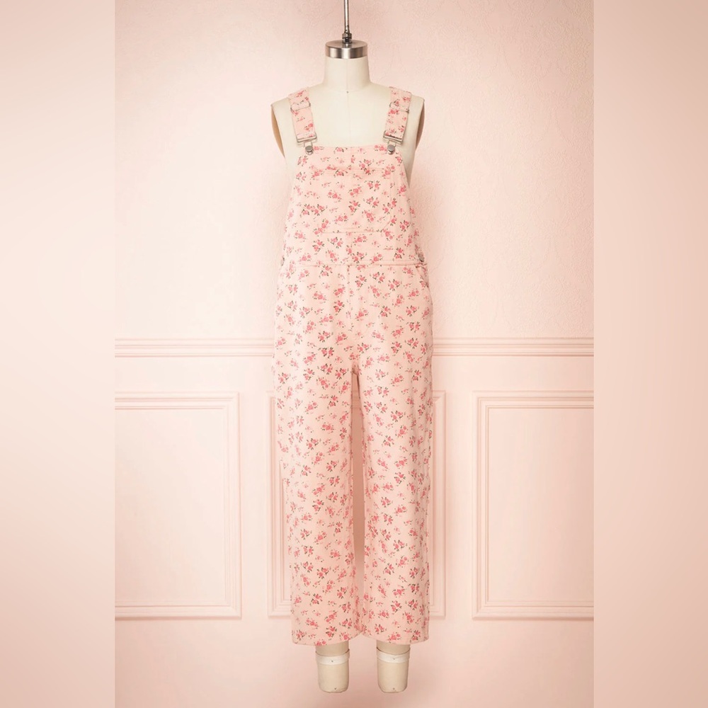 Floral Pink Denim Overalls (Boutique 1861) (NWT)
